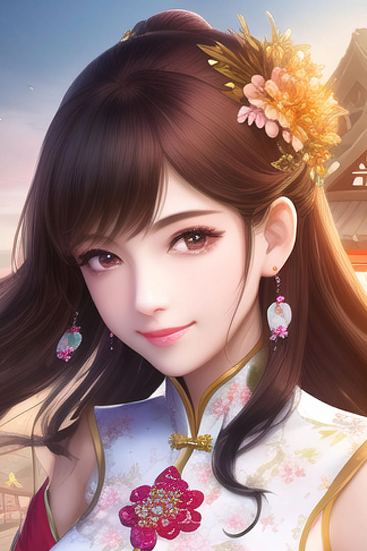 AI动漫旗袍美女图片