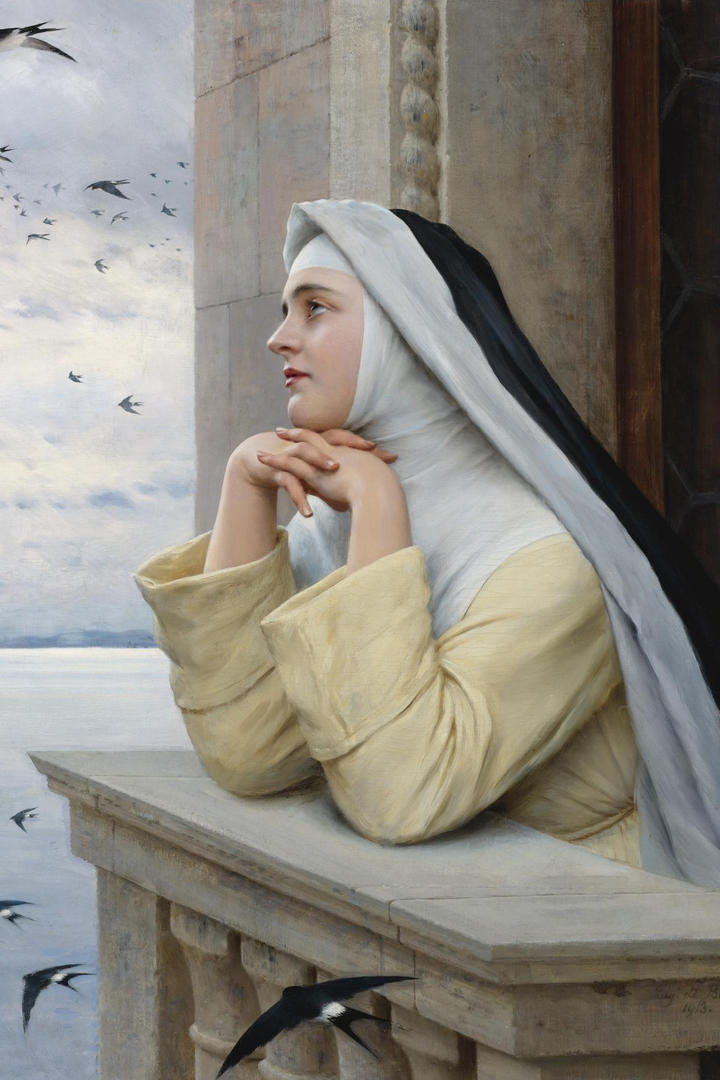 欧洲修女肖像油画作品图片欣赏