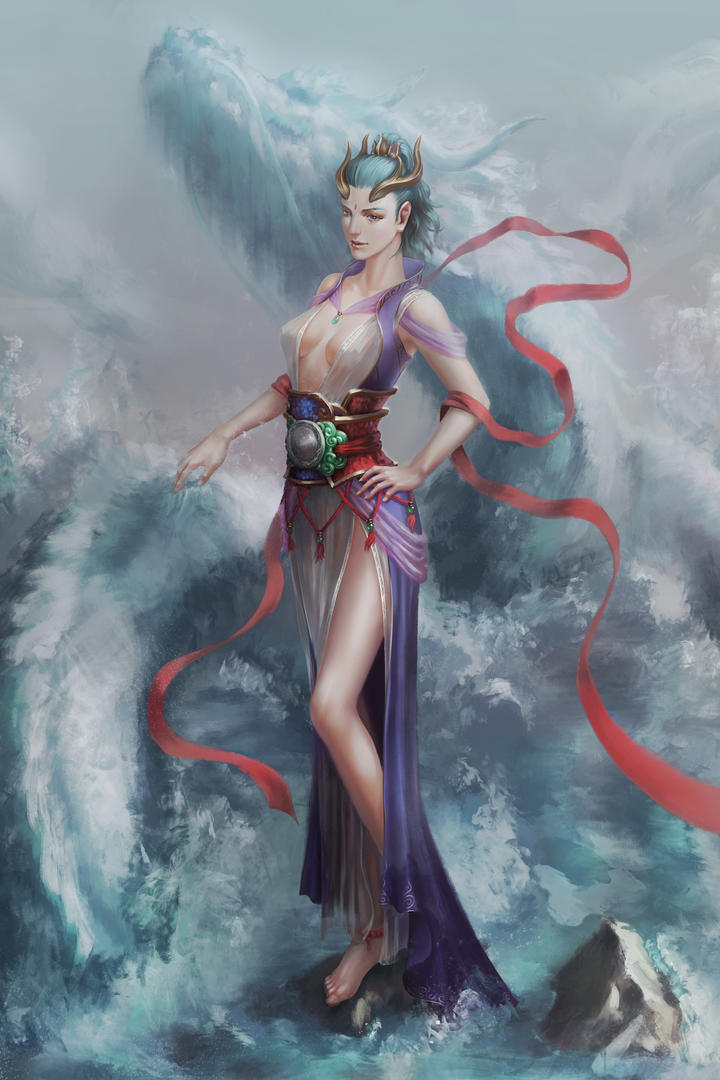 婀娜多姿的龙女古代神话动漫壁纸图片