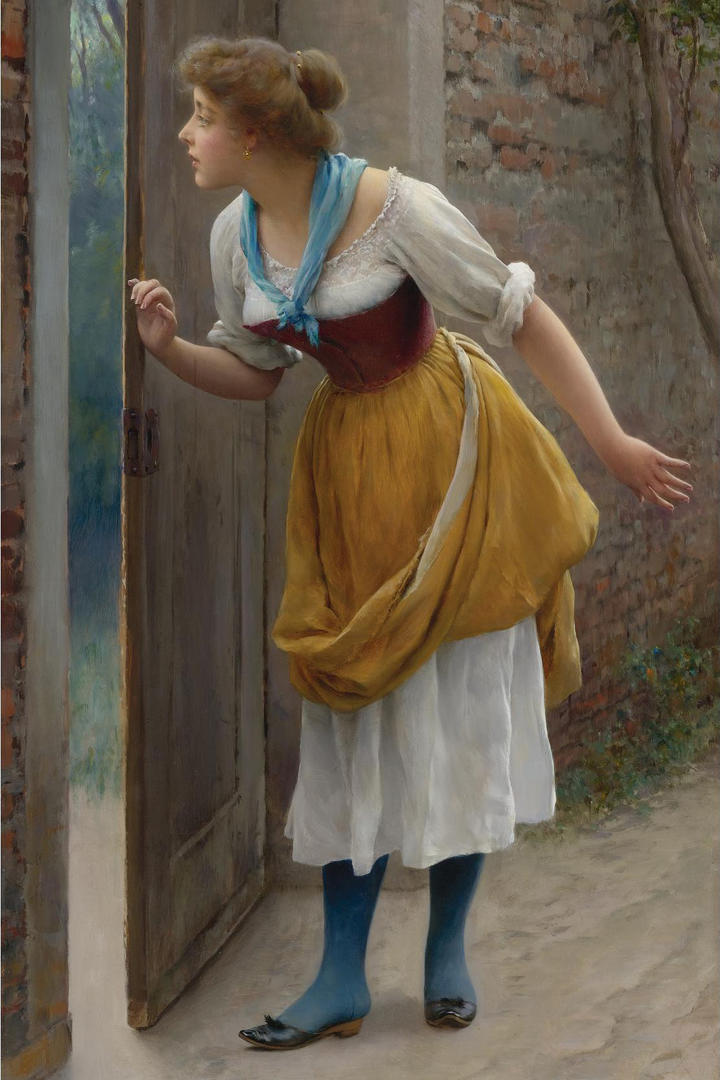 意大利著名画家尤金布拉斯美女肖像作品图片