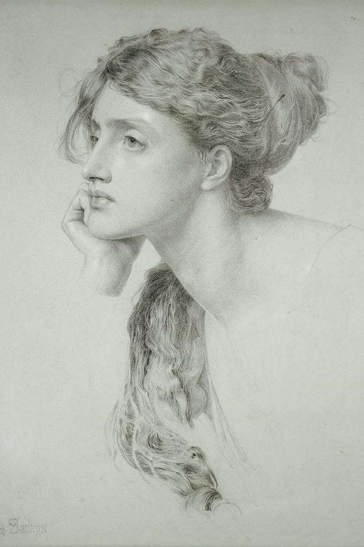 西方美女肖像素描作品图片下载