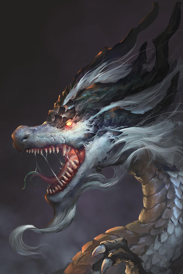 张牙舞爪的恶龙手绘原画图片欣赏