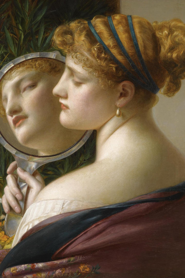 照镜子的妇女国外油画作品图片欣赏