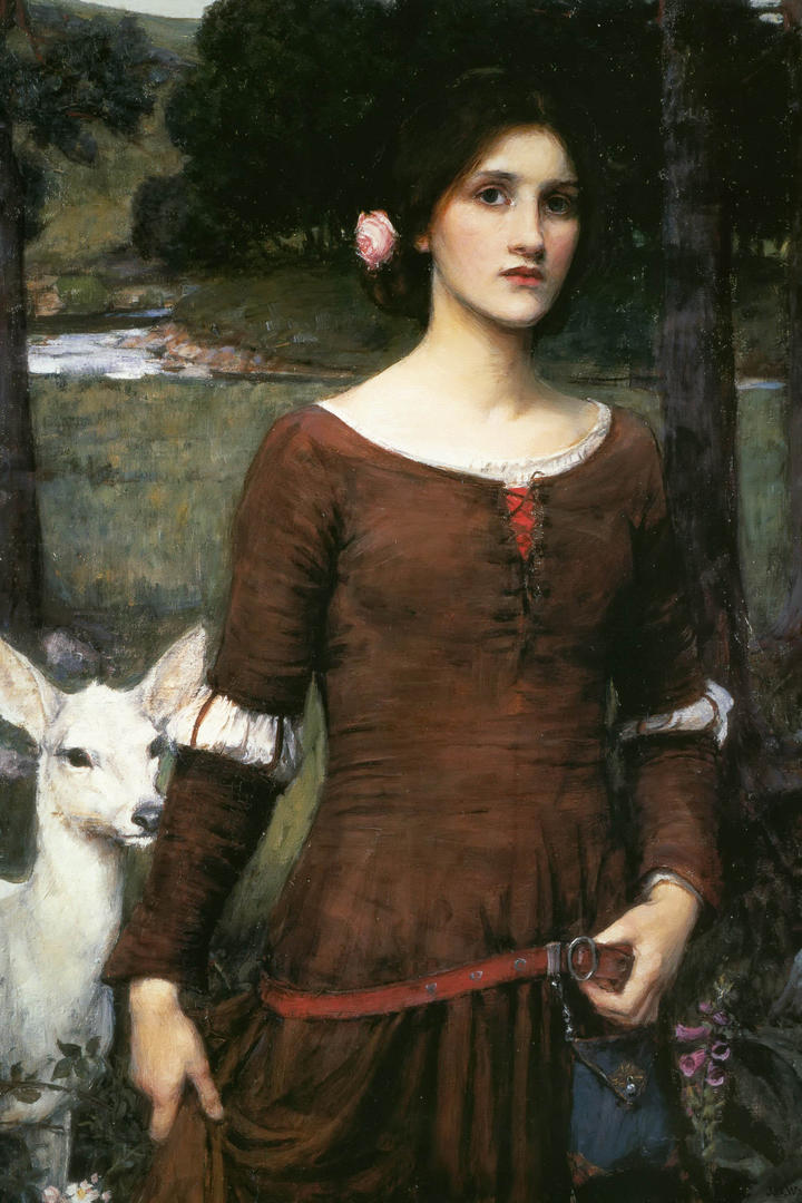 沃特豪斯牵羊女性油画人物作品图片