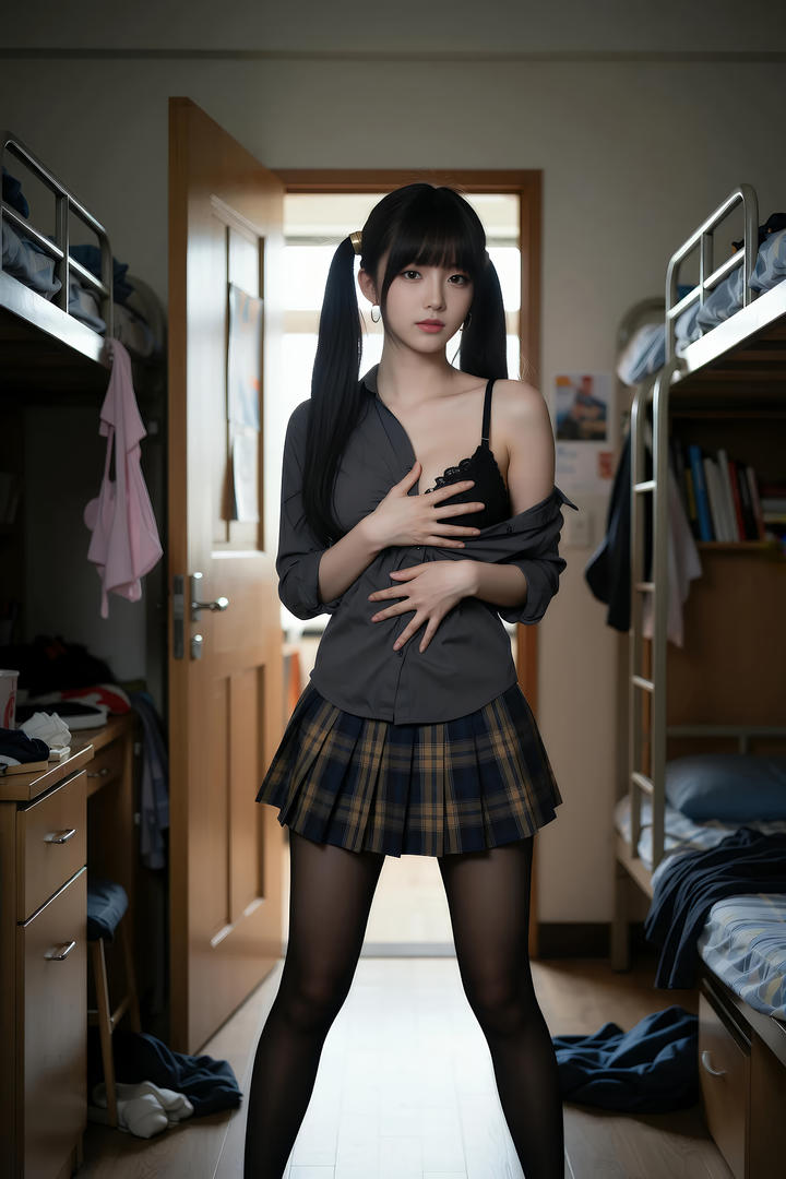 黑丝美女萝莉女生宿舍摄影