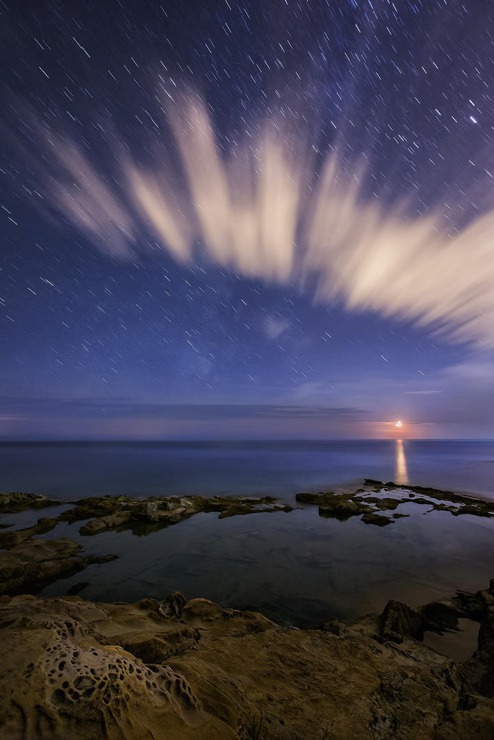 高清海边夜景风景图片