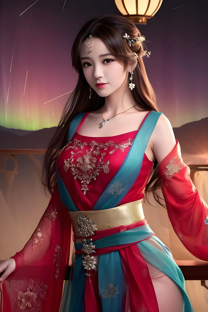 红色古装AI美女高清壁纸图片