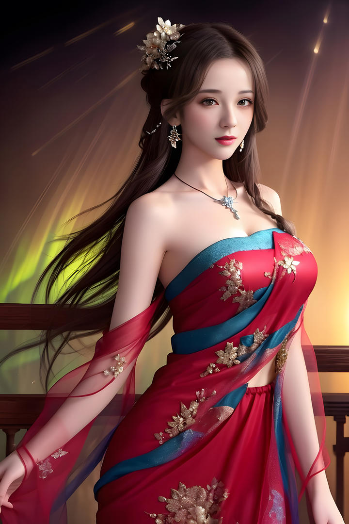 大胸古装AI美女手机壁纸图片