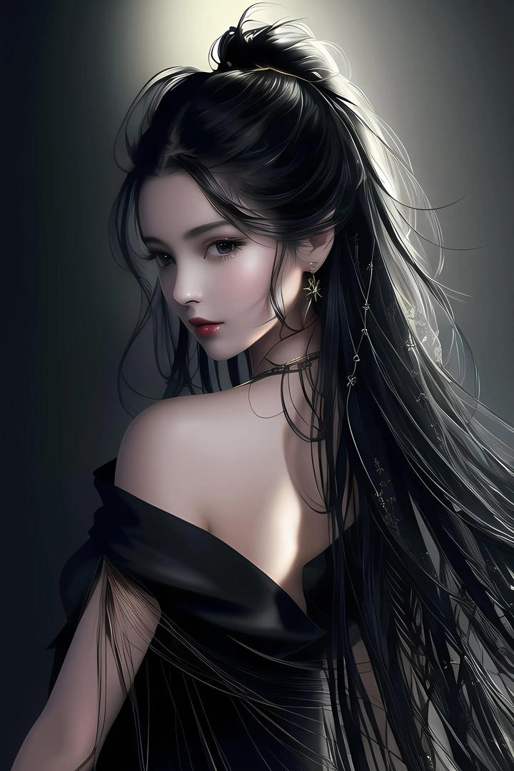 AI性感美肩动漫美女高清图片