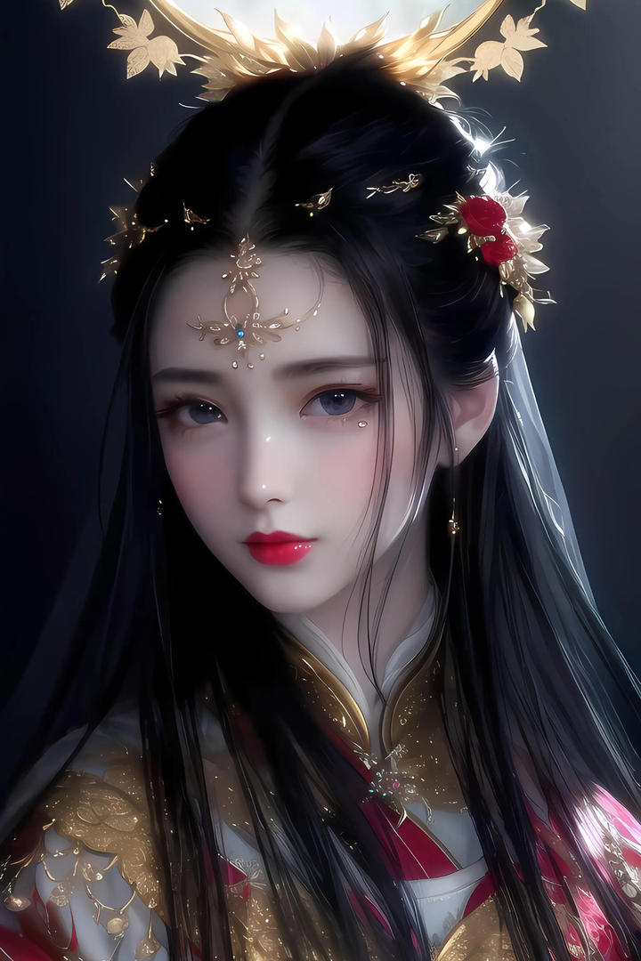 戴着头饰的漂亮AI生成美女高清图片