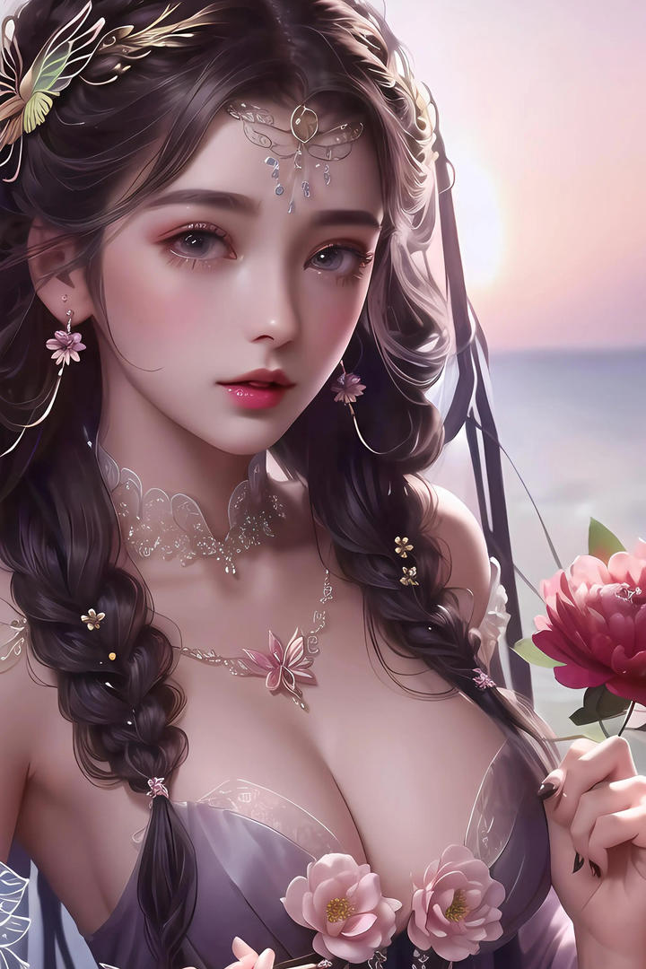 大胸AI美女性感手机壁纸图片