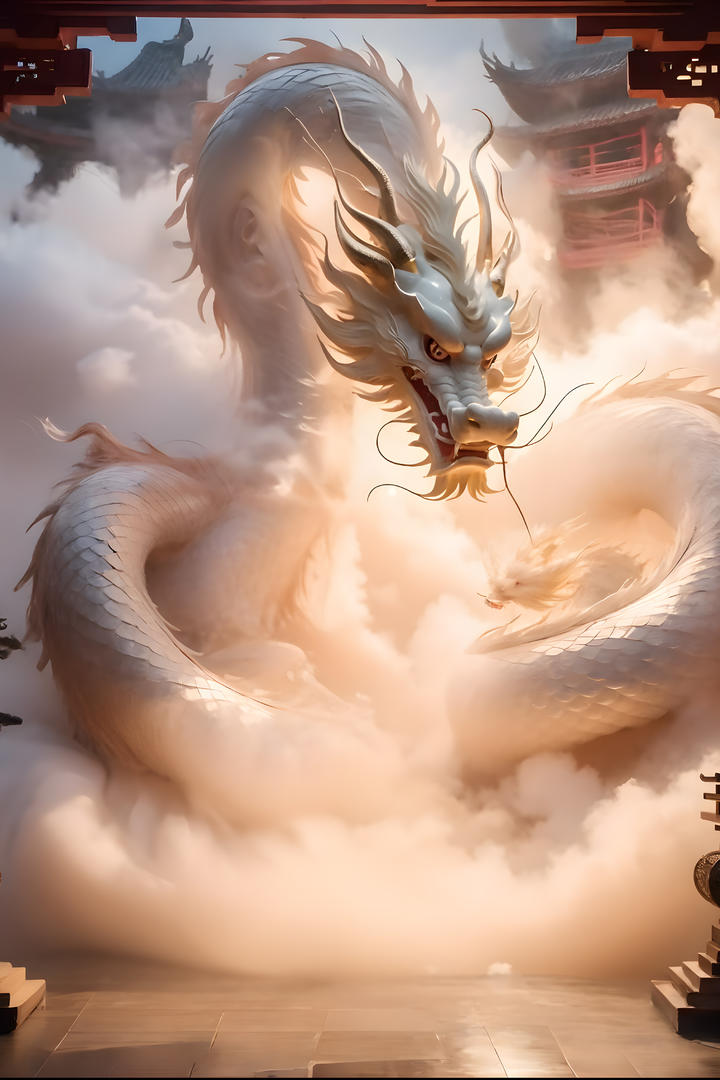 蜿蜒盘旋的东方巨龙3D模型图片