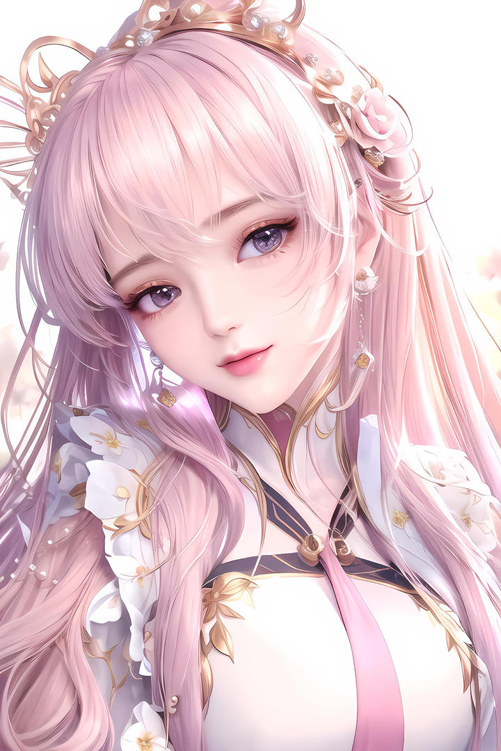 樱花粉二次元AI美少女精美壁纸图片