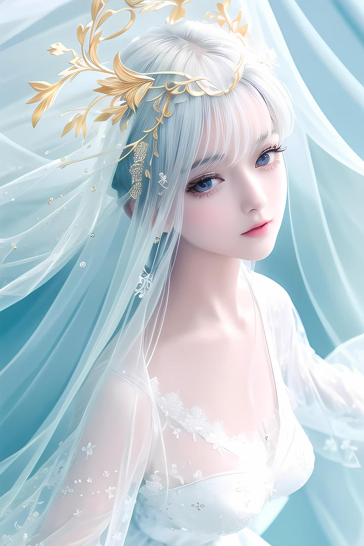 穿婚纱的AI美女高清手机壁纸下载