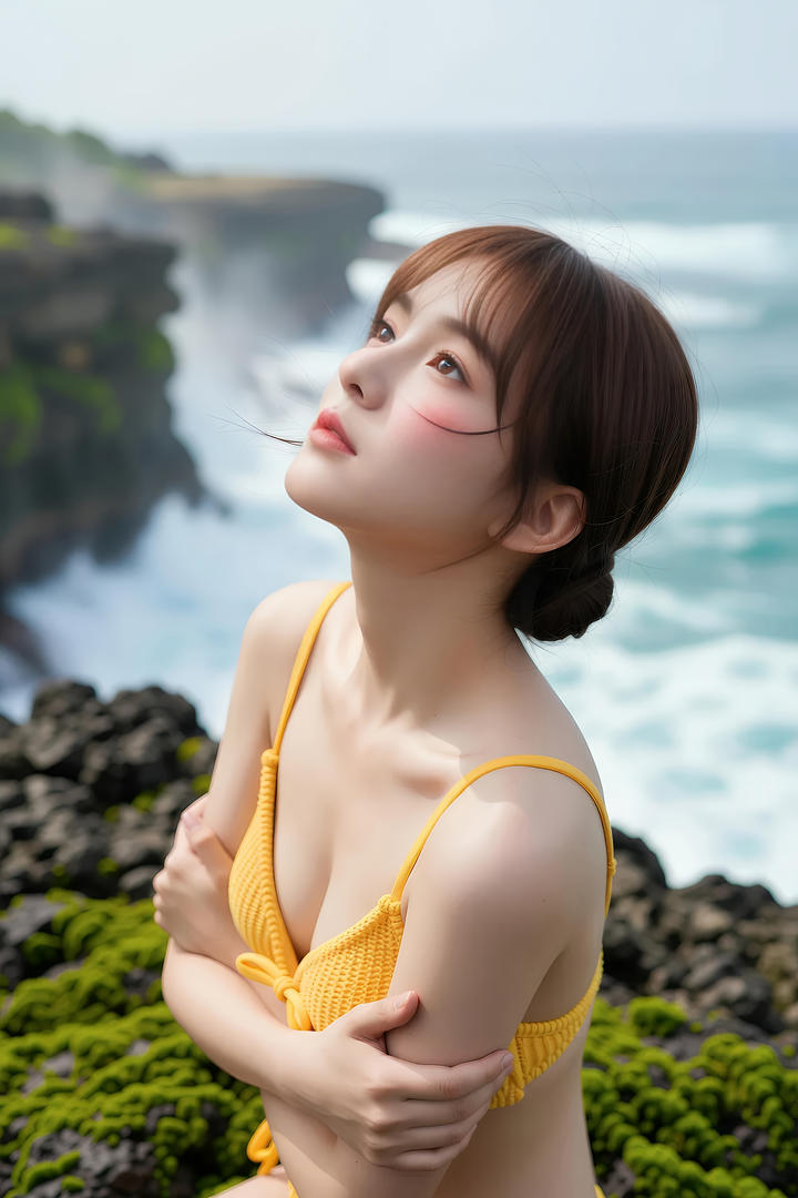 黄色比基尼泳装摄影图片集